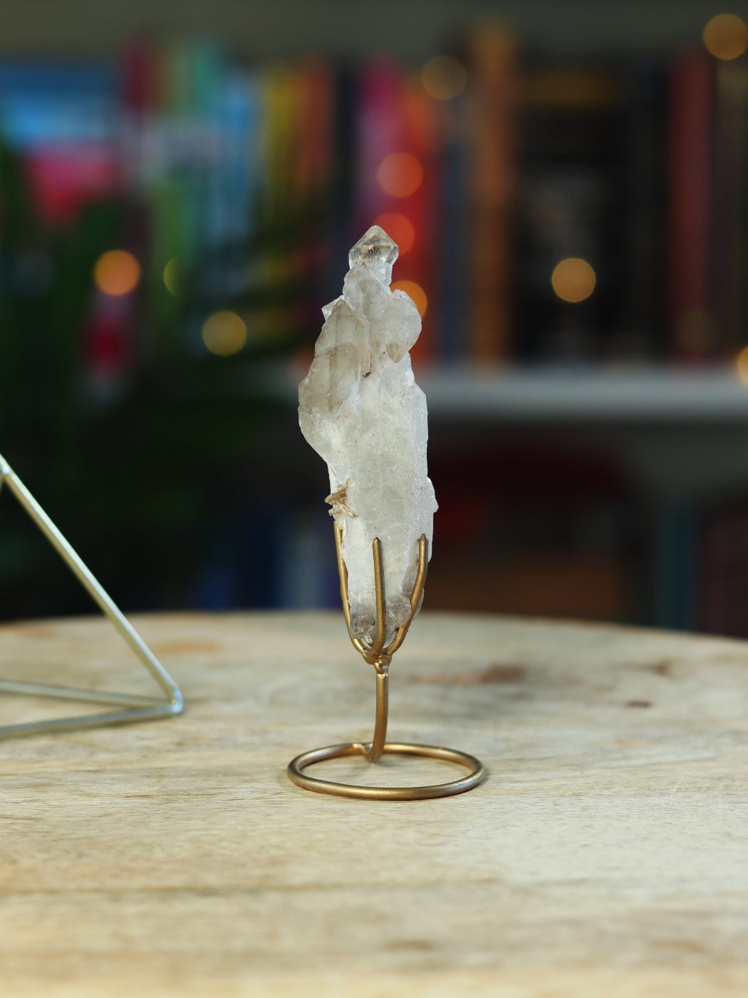 Unieke Elestial Smokey Kwarts op standaard — diepe transformatie & bescherming in één.