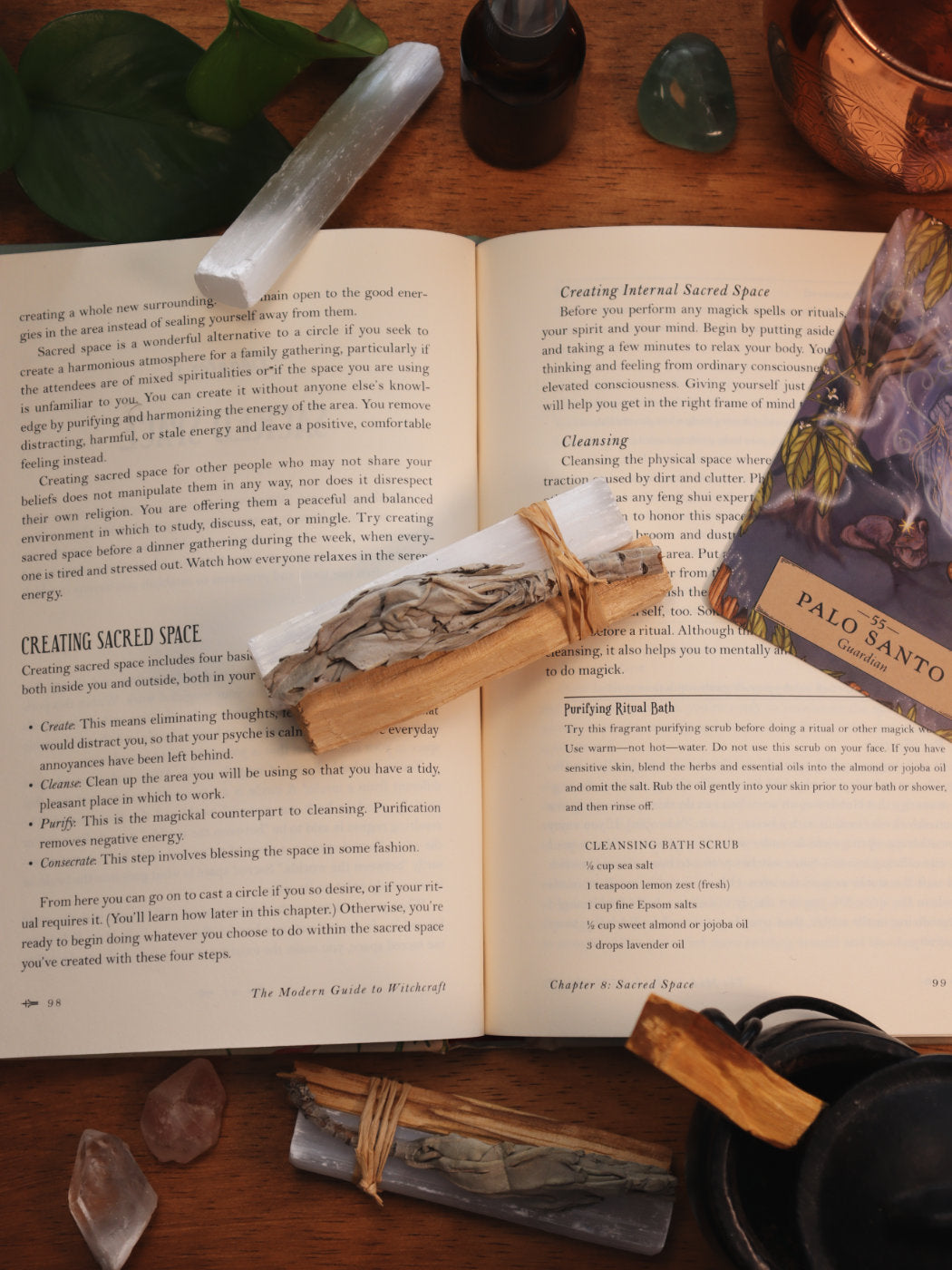 Witte Salie, Seleniet en Palo santo bundel voor clearing en helderheid